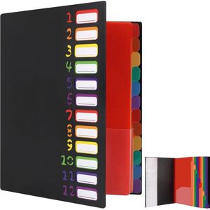 Documentenmap A4 met 12 vakken en elastiek - Veelzijdige opbergmap voor school en kantoor