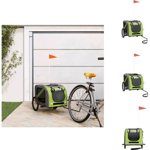 vidaXL Hondenfietskar - Groen/Grijs - 133.5 x 69 x 73.5 cm - Oxford stof/IJzer/PVC - Draagtas