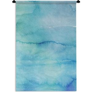 Wandkleed Waterverf Abstract - Abstract werk gemaakt van waterverf en blauwe met blauwe en groene tinten Wandkleed katoen 60x90 cm - Wandtapijt met foto