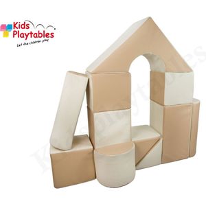 Zachte Soft Play Foam Blokken set 11 stuks wit-beige | grote speelblokken | baby speelgoed | foamblokken | reuze bouwblokken | motoriek peuter | schuimblokken