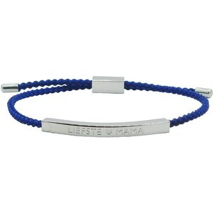 Armband voor moeder - Gegraveerd met 'LIEFSTE MAMA' - Cadeau voor Moederdag/Verjaardag - Kleur Zilver & Blauw