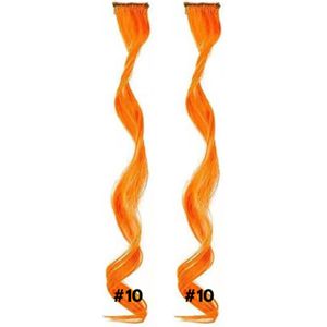2 x Clip in Hairextension 45cm - Oranje (hard) - #10 - nephaar - Hair extension | haar extensie- carnaval haar - gekleurde extensions - extensions met clip