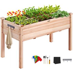 Kweekbak op poten - Plantenbak voor buiten - Bloembak - voor Tuin of Balkon -Verhoogd Tuinbed - Hout - 77 x 38 x 76