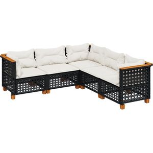 vidaXL Loungeset 5-delig - Poly Rattan - Zwart Loungeset - Tuinset - Lounge Set - PE Rattan - Outdoor Furniture