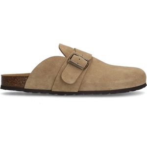 Manfield - Heren - Beige suède slip ons - Maat 42