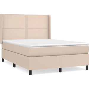 vidaXL - Boxspring - met - matras - kunstleer - cappuccinokleurig - 140x190 - cm