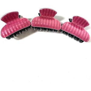 Mini Haarklemmen - Haarclip - Fuchsia/Roze - Shimmer Effect - 4 cm - 3 Stuks