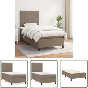 vidaXL Boxspring Taupe 90x200 cm met Matras Boxspringbed - Boxspring - Tweepersoons Bed - Stapelbed - Bed Frame