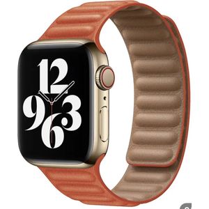 Geschikt voor Apple Watch -horlogebandje- echt leer-modern ribbel design-38/40/41mm- magnetische sluiting