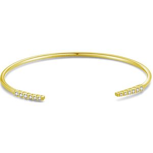 Twice As Nice Armband in goudkleurig edelstaal, bangle met steentjes 6,5 cm