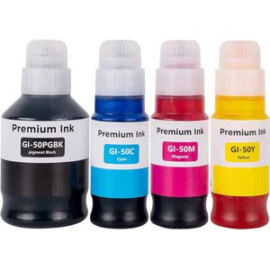 Navulinkt Geschikt voor Canon GI-50 | Multipack van 4 stuks Geschikt voor Canon PIXMA G6050, PIXMA G5050, PIXMA G7050, PIXMA G7040
