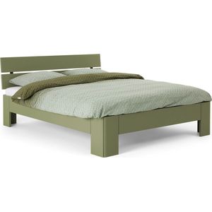 B Bright Fresh 400 Bed met Hoofdbord 90x220cm - Bedframe Rietgroen - Eenpersoonsbedden - Instaphoogte: 40cm