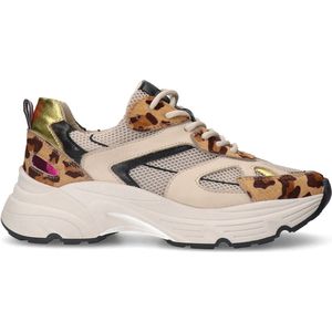 Sacha - Dames - Leopard leren sneakers met multicolor details - Maat 42