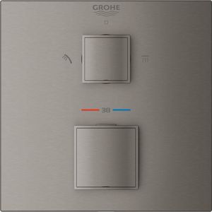 Grohtherm Cube Douchethermostaatkraan - Met trim set - Hard Graphite - 24154AL0