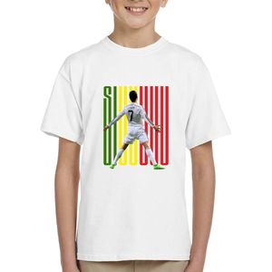 Cristiano Ronaldo - SIUU - - Kinder shirt met tekst- Kinder T-Shirt - Wit - Maat 98/104 - T-Shirt leeftijd 3 tot 4 jaar - Grappige teksten - Cadeau - Shirt cadeau - Voetbal tekst- verjaardag