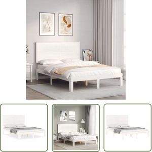 The Living Store Bedframe zonder matras massief grenenhout wit 120x200 cm - Massief Hout Bed Frame - Grenenhout Bed - Wit Bed - Tweepersoons Bed - Boxspring Bed