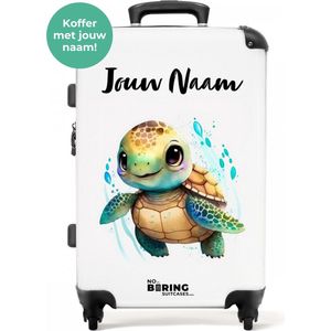 NoBoringSuitcases.com® - Kinderkoffer trolley schildpad - Reiskoffer voor kinderen - Dieren kindertrolley groot lichtgewicht - Koffer met wielen - 20 kg bagage