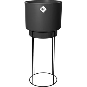 Elho B.for Studio Rond 30 - Bloempot voor Binnen met Plantenstandaard - 100% Gerecycled Plastic - Ø 29.5 x H 68.9 cm - Living Black