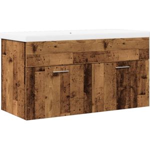 vidaXL - Wastafelkast - met - ingebouwde - wasbak - oud - houtkleurig