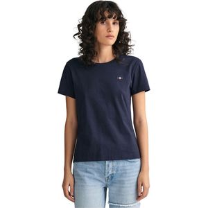 Gant Shield Regular Fit T-shirt Met Korte Mouwen Blauw XL Vrouw