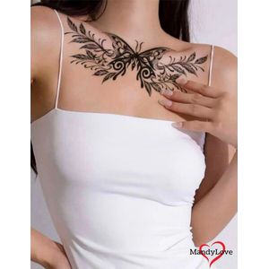 Sierlijke vlinder tatoeage voor je rug - onderbuik of op je borst - Rug tattoo vrouw - tijdelijke tattoo – neptattoo volwassenen - plak tattoo- lower back - temporary tattoo