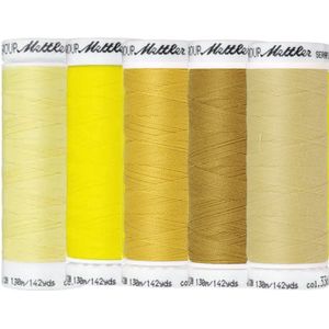 Set van 5 kleuren naaigaren geel - gele stikzijde voor naaien en naaimachines