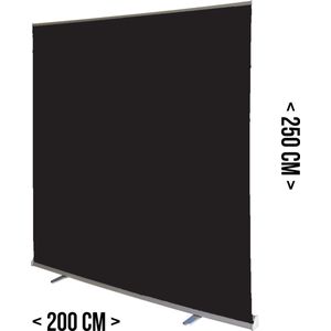 Roll-up achtergrondscherm Zwart/ Black | 200 x 250 cm | Studio wall | Mobiele fotostudio | Fotoshoot | Background | Pop-up video wall