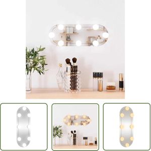 The Living Store Wandspiegel met LED's ovaal 15x40 cm glas - Wandspiegel - Led Spiegel - Makeup Mirror - Badkamerspiegel - Sier Spiegel
