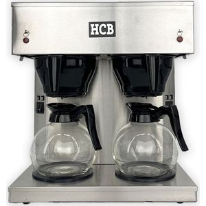 HCB® - Professionele Horeca Koffiezetapparaat - 2 x 1,8 liter - 230V - RVS - Filter machine voor koffie - Filtermachine - Filterkoffie - 40.5x40.5x45.5 cm (BxDxH)