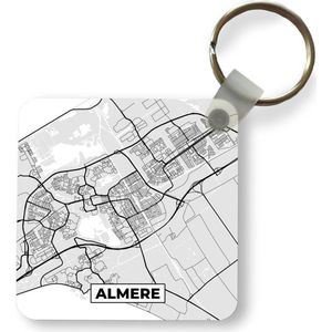 Sleutelhanger - Uitdeelcadeautjes - Stadskaart - Almere - Grijs - Wit - Plastic