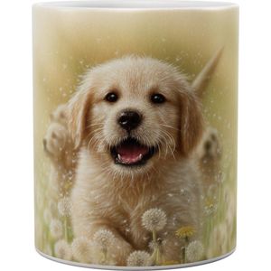 Golden Retriever Pup Dandelions - Mok 440 ml