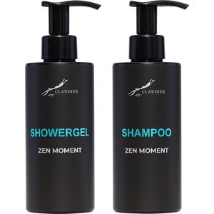 Douchepakket Zen Moment - Showergel + Shampoo - 300 ml per fles - Claudius Cosmetics - bodycare - luxe fles - set van 2 stuks