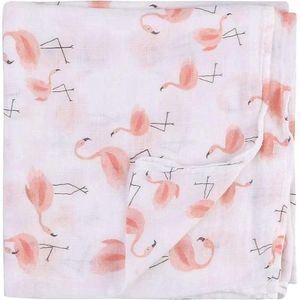 Hydrofiele doek XL - 120x120 cm - Flamingo - Baby Inbakerdoek