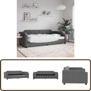 vidaXL Slaapbank - 100x200 cm - Stof - Donkergrijs Slaapbank - Daybed - Lounge Sofa - Tweepersoons Bank - Grijs Meubilair