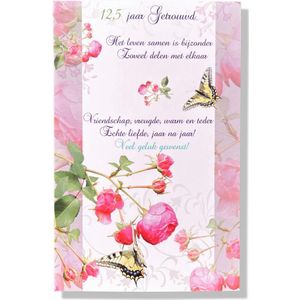 Getrouwd! Luxe huwelijk wenskaart 12,5 jarig jubilieum - 12x17cm - Gevouwen kaart inclusief envelop - Huwelijkskaart