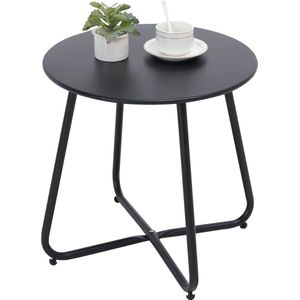 Bijzettafel, kleine bijzettafel, metaal, tuinbijzettafel, rond, salontafel en koffietafel met verstelbare tafelpoten (zwart, 45 x 45 cm)