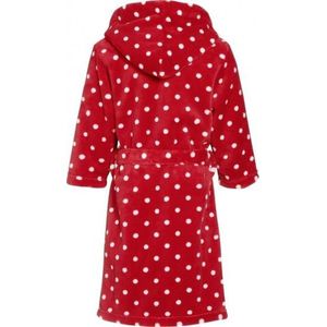 Rode badjas/ochtendjas met witte stippen print voor kinderen. 146/152 (11-12 jr)