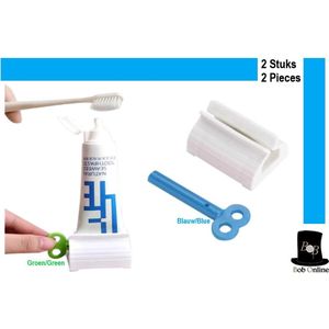 Bob Online™ - 2 Stuks – Blauw & Groen Tandpastadispenser - Rollende Tubeknijpers, Tandpasta, Knijper voor Tandpasta, Zithouder, Crèmezalf, Multifunctioneel Tubeknijper voor eten, tandpasta & Crème/Zalf – Multifunctional Manual Toothpaste Dispenser