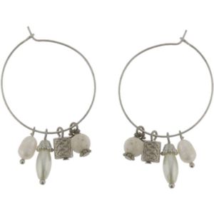 Behave Oorbellen - oorringen - zilver kleur - parel hangertjes - 4.5 cm