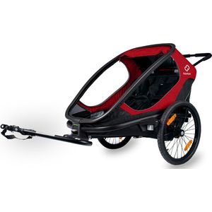 Hamax Outback Fietstrailer incl. Fietsarm & Kinderwagenwiel, rood/zwart