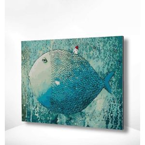 Painting Expert® Schilderen op nummer Volwassenen - Schilderen op nummer Kinderen - Vis met Huisje - 40x50cm - Exclusief Lijst (24 kleurtjes)