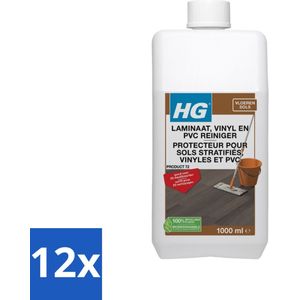 HG - Laminaat, Vinyl & PVC Reiniger - Frisse Geur - Reinigt Streeploos - 20 Dweilbeurten - 1L - Voordeelverpakking - 12 stuks