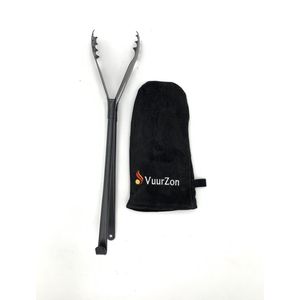 Combi-pakket - Goldmann krokodillentang  & zwart lederen handschoen - BBQ - Kachel