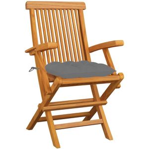 vidaXL Tuinstoelen 6 st met kussens van teakhout Tuinstoelen - Teak Hout - Buitensteun - Lounge Stoel - Tuinset