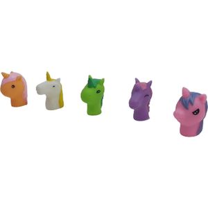 Vingerpopjes eenhoorn - Multicolor - Kunststof - 6 cm - 5 stuks