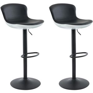 Vente-unique Set van 2 barkrukken in kunstleer en metaal - Verstelbare hoogte - Zwart - LAMILIA L 46.5 cm x H 107 cm x D 50.5 cm