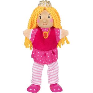 Vingerpopjes: PRINSES H12,9cm, met benen, hout en textiel, 3+