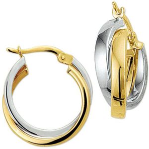 The Jewelry Collection Oorringen Half-ronde Buis - Bicolor Goud