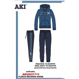 Italiaanse vrijetijd/training pak voor mannen in JEANS/BLAUW kleur vest en broek met capuchon maat L