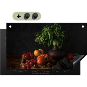 KitchenYeah® Inductie beschermer 95x55 cm - Stilleven - Basilicum - Groente - Kookplaataccessoires - Afdekplaat voor kookplaat & Spatscherm achterwand - Inductiebeschermer - Inductiemat - Inductieplaat mat - Keuken decoratie
